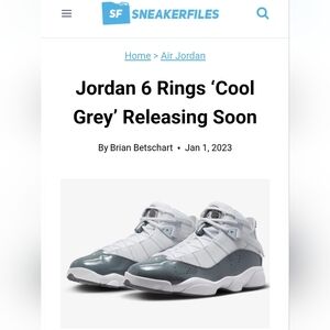 Air Jordan 6 Rings Cool Grey Sneakers Size 5 5Y